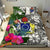 Cook Islands Custom Personalised Bedding Set White - Turtle Plumeria Banana Leaf - Polynesian Pride