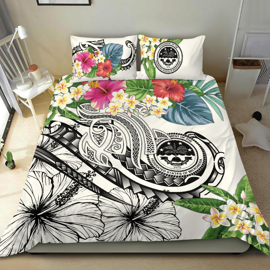 FSM Polynesian Bedding Set - Summer Plumeria (White) - Polynesian Pride
