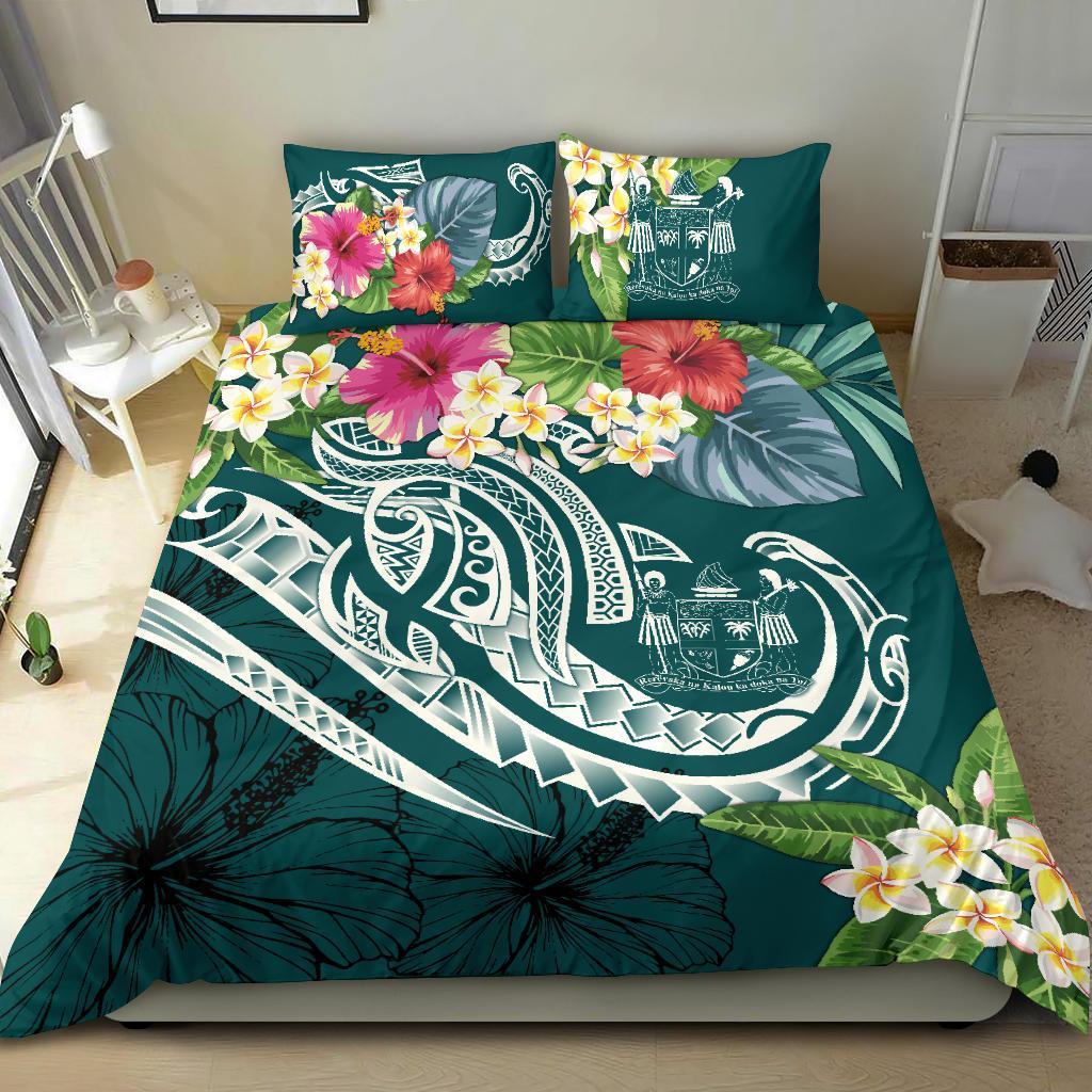 Fiji Polynesian Bedding Set - Summer Plumeria (Turquoise) Turquoise - Polynesian Pride