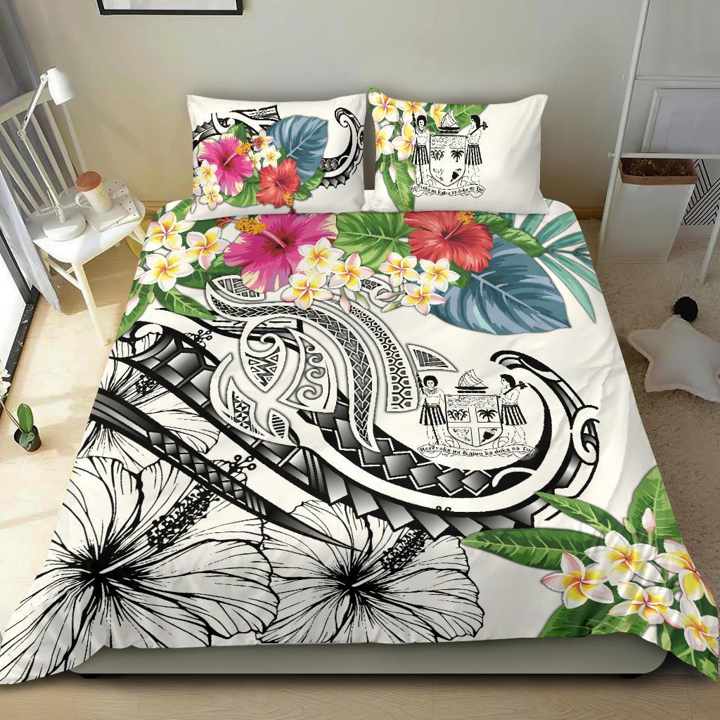 Fiji Polynesian Bedding Set - Summer Plumeria (White) White - Polynesian Pride