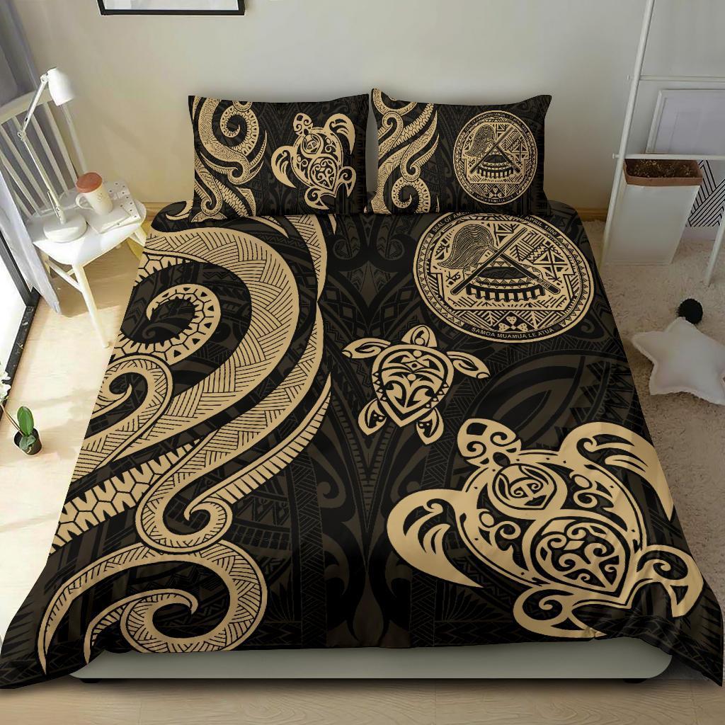 American Samoa Bedding Set - Gold Tentacle Turtle Gold - Polynesian Pride