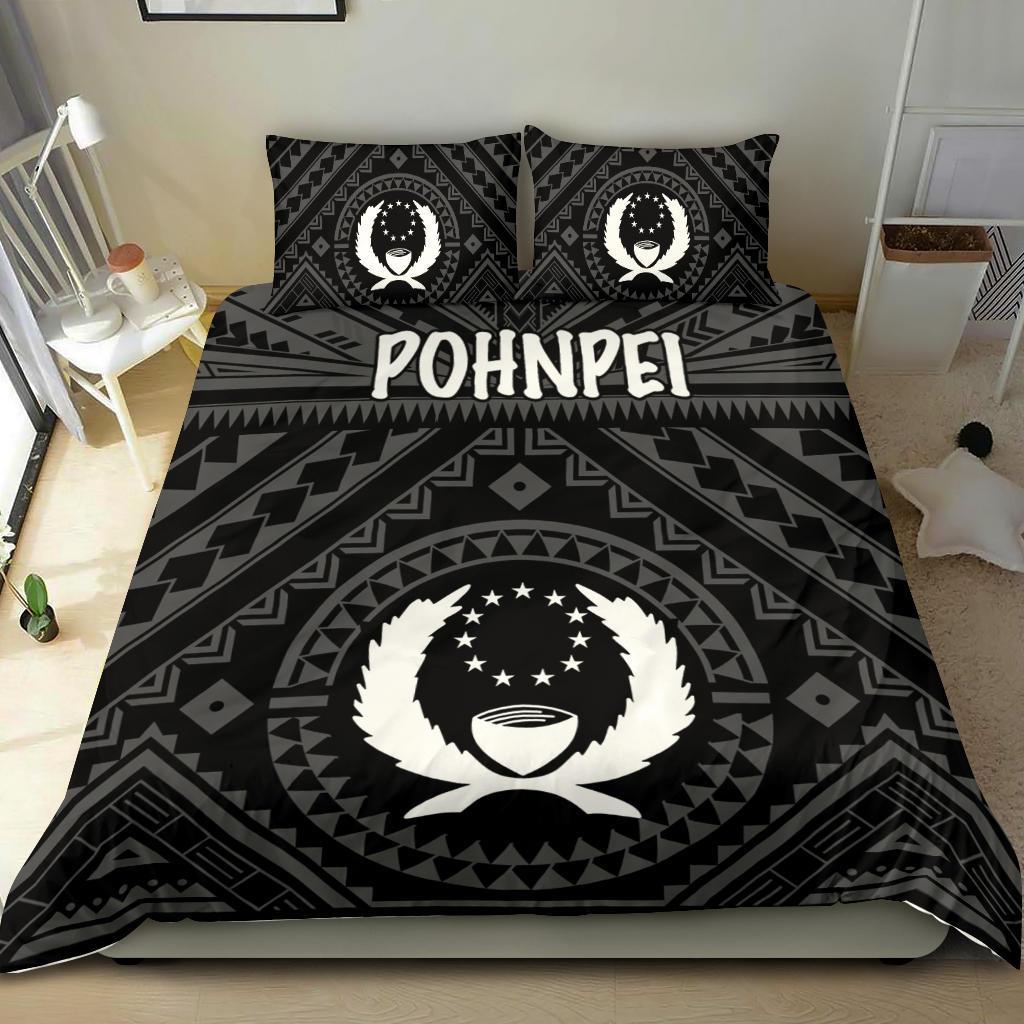 Pohnpei Bedding Set - Pohnpei Seal With Polynesian Tattoo Style ( Black) Black - Polynesian Pride