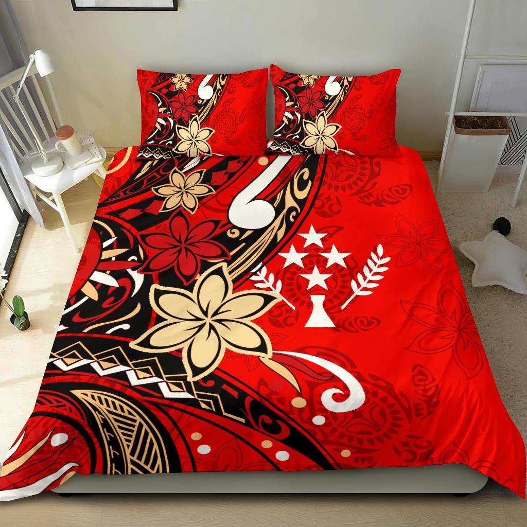 Kosrae Polynesian Bedding Set - Tribal Flower With Special Turtles Red Color Red - Polynesian Pride