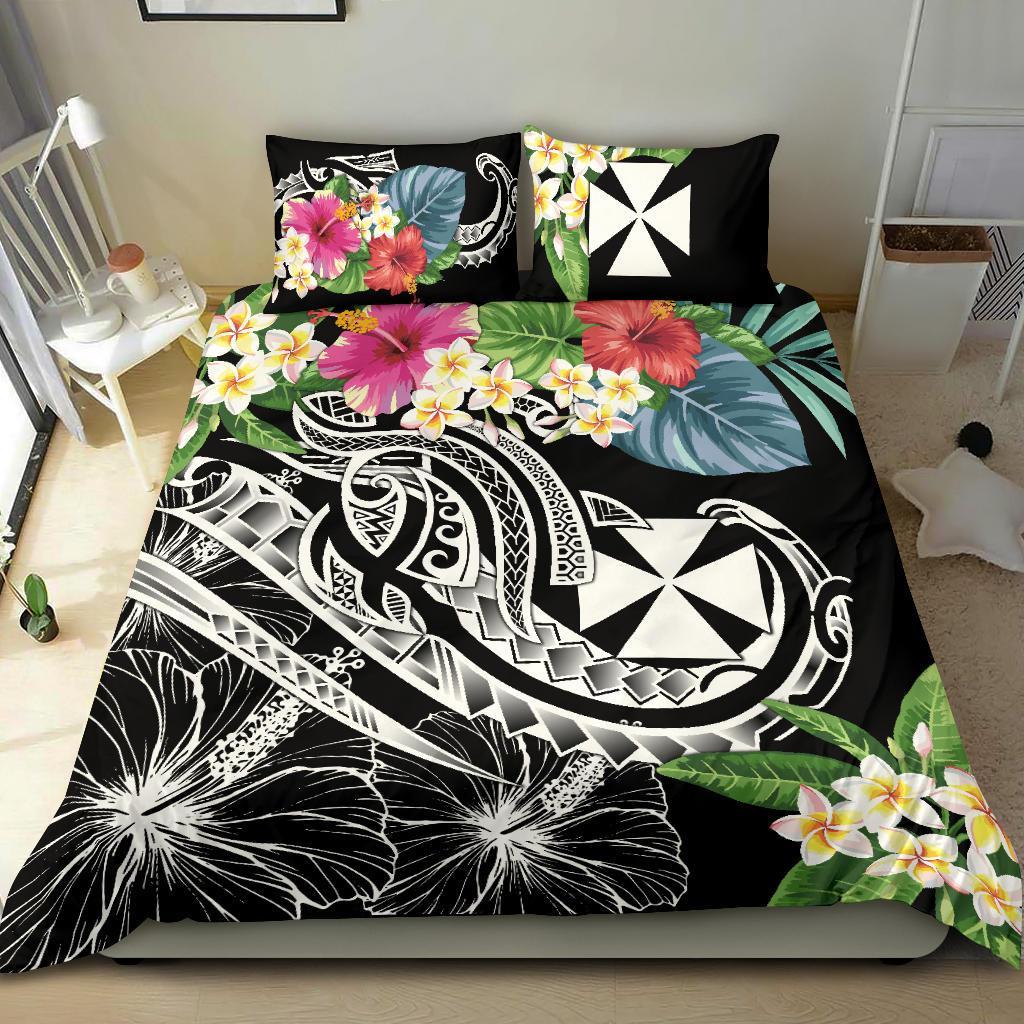 Wallis and Futuna Polynesian Bedding Set - Summer Plumeria (Black) Black - Polynesian Pride