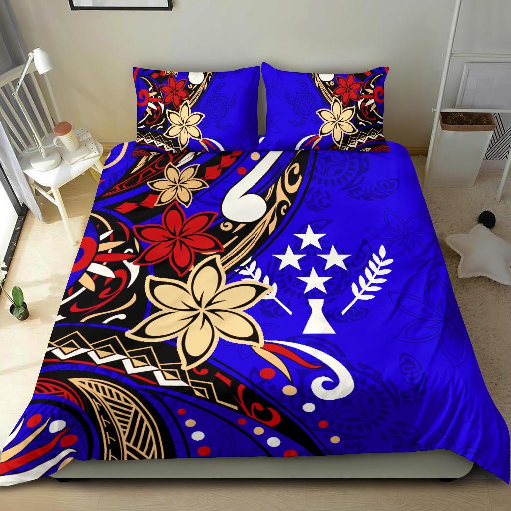 Kosrae Polynesian Bedding Set - Tribal Flower With Special Turtles Blue Color Blue - Polynesian Pride