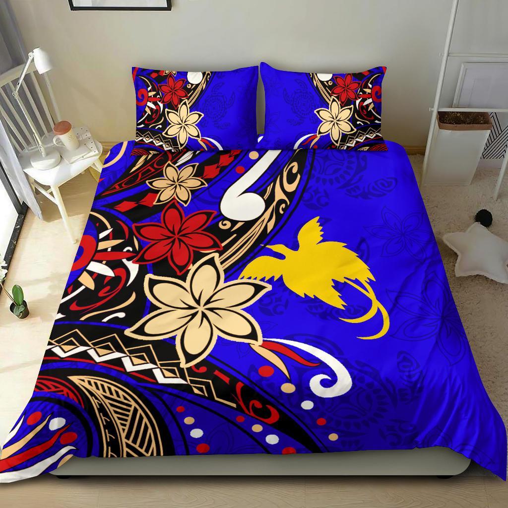 Papua Polynesian Bedding Set - Tribal Flower With Special Turtles Blue Color Blue - Polynesian Pride