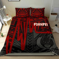 Pohnpei Bedding Set - Pohnpei Seal In Heartbeat Patterns Style (Red) Red - Polynesian Pride