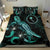 Chuuk Polynesian Bedding Set - Turtle With Blooming Hibiscus Turquoise - Polynesian Pride