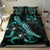 Fiji Polynesian Bedding Set - Turtle With Blooming Hibiscus Turquoise - Polynesian Pride