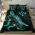 Kosrae Polynesian Bedding Set - Turtle With Blooming Hibiscus Turquoise - Polynesian Pride