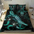 Niue Polynesian Bedding Set - Turtle With Blooming Hibiscus Turquoise - Polynesian Pride