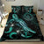 Palau Polynesian Bedding Set - Turtle With Blooming Hibiscus Turquoise - Polynesian Pride