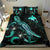 Papua New Guinea Polynesian Bedding Set - Turtle With Blooming Hibiscus Turquoise - Polynesian Pride