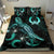 Pohnpei Polynesian Bedding Set - Turtle With Blooming Hibiscus Turquoise - Polynesian Pride