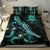 Tuvalu Polynesian Bedding Set - Turtle With Blooming Hibiscus Turquoise - Polynesian Pride