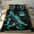 Vanuatu Polynesian Bedding Set - Turtle With Blooming Hibiscus Turquoise - Polynesian Pride