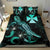 Wallis and Futuna Polynesian Bedding Set - Turtle With Blooming Hibiscus Turquoise - Polynesian Pride