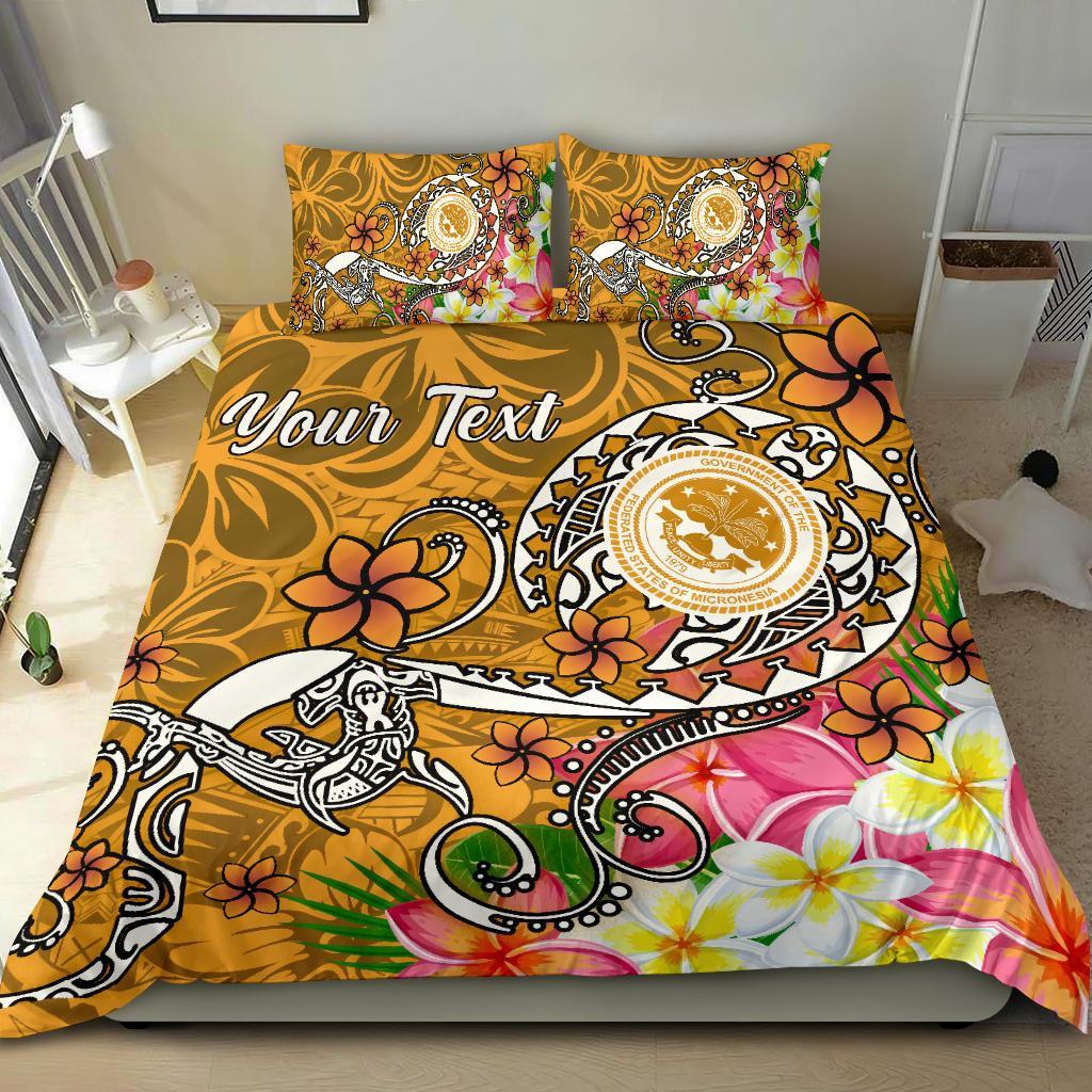 FSM Custom Personalised Bedding Set - Turtle Plumeria (Gold) - Polynesian Pride