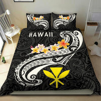 Hawaii Bedding Set - Kanaka Maoli Polynesian Patterns Plumeria (Black) - Polynesian Pride