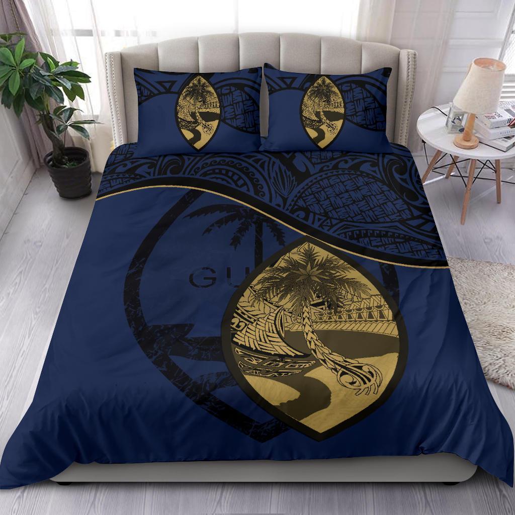 Guam Duvet Cover Set - Guam Flag & Coat Of Arms Blue - Polynesian Pride