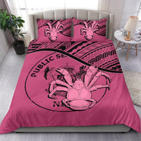 Niue Duvet Cover Set - Niue Coat Of Arms & Coconut Crab Pink - Polynesian Pride