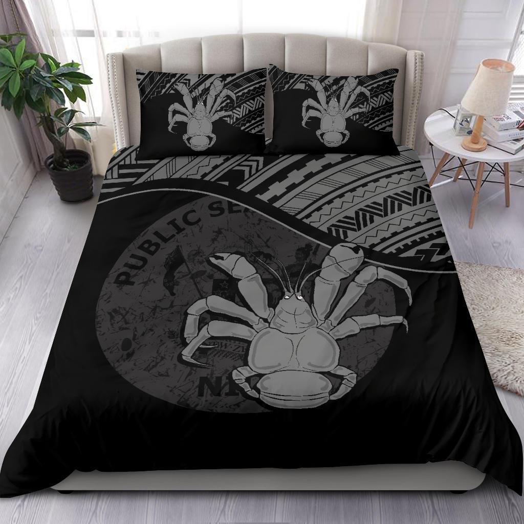 Niue Duvet Cover Set - Niue Coat Of Arms & Coconut Crab Black - Polynesian Pride