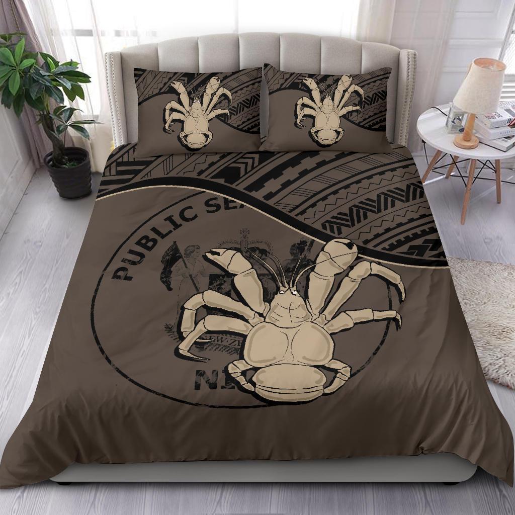 Niue Duvet Cover Set - Niue Coat Of Arms & Coconut Crab Brown - Polynesian Pride