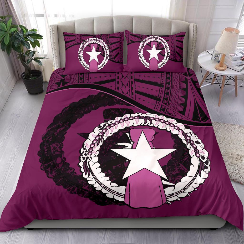 Northern Mariana Islands Duvet Cover Set - Northern Mariana Islands Flag Dark Pink - Polynesian Pride
