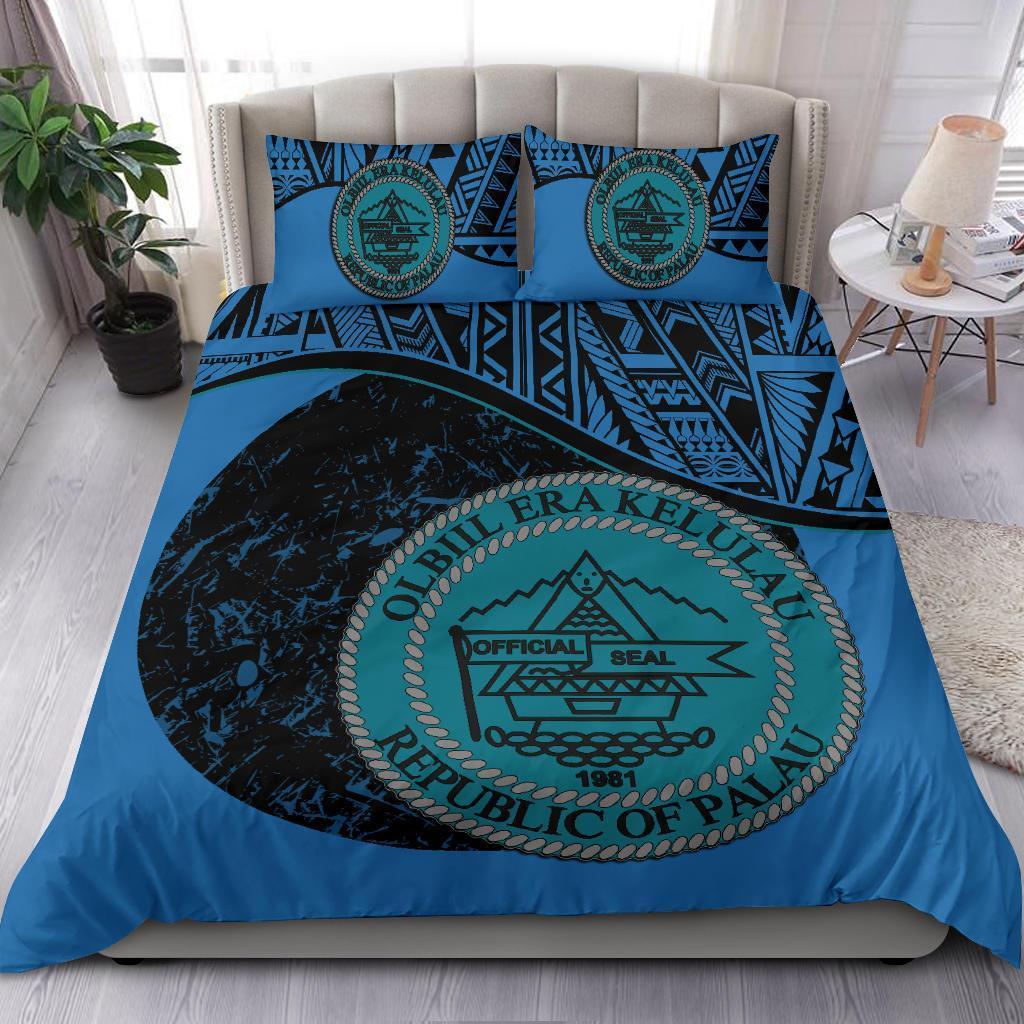 Palau Duvet Cover Set - Palau Coat Of Arms Blue - Polynesian Pride