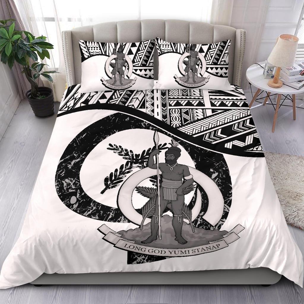 Vanuatu Duvet Cover Set - Vanuatu Coat Of Arms White - Polynesian Pride