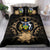 Solomon Island Duvet Cover Set - Solomon Island Coat Of Arms & Brown Hibiscus - Polynesian Pride