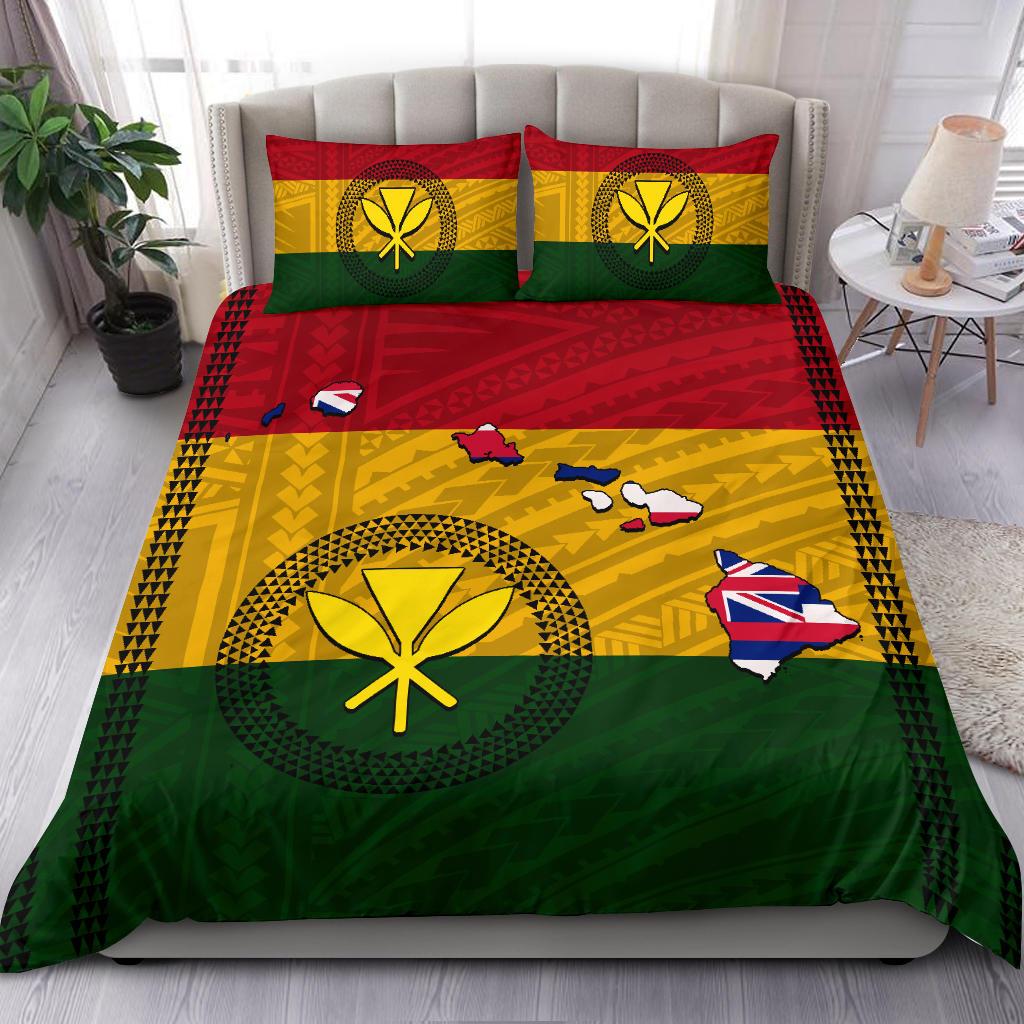 Hawaiian Kanaka Flag Polynesian Bedding Set - Polynesian Pride