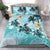 Polynesian Duvet Cover Set - Cook Islands Bedding Set Blue Turtle Hibiscus - Polynesian Pride