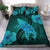 Hawaiian Map Whale Swim Hibiscus Polynesian Bedding Set - Turquoise - Polynesian Pride