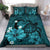 Hawaiian Map Big Turtle Hibiscus Plumeria Tribal Polynesian Bedding Set - Turquoise - Polynesian Pride