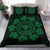 Hawaiian Map Kanaka Turtles Circle Style Green Polynesian Bedding Set - Polynesian Pride