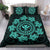 Hawaiian Map Kanaka Turtles Circle Style Turquoise Polynesian Bedding Set - Polynesian Pride