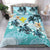 Polynesian Duvet Cover Set - Kanaka Maoli (Hawaiian) Bedding Set Blue Turtle Hibiscus - Polynesian Pride