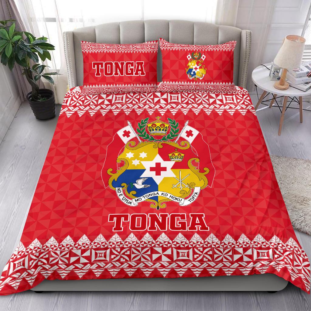 Polynesian Bedding Set - Tonga Coat Of Arms Pattern Duvet Cover Set Red Version - Polynesian Pride