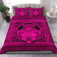 Hawaiian Map Madame Pele Kanaka Plumeria Polynesian Bedding Set Pink - Polynesian Pride