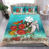 Polynesian Duvet Cover Set - Wallis and Futuna Bedding Set Ocean Turtle Hibiscus - Polynesian Pride
