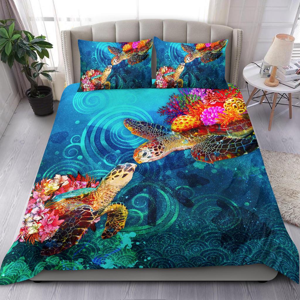Polynesian Kanaka Maoli (Hawaiian) Duvet Cover Set - Turtle Hawaii Map - Polynesian Pride