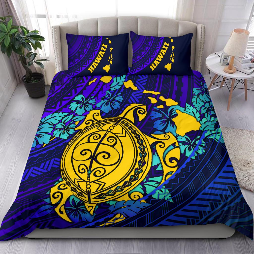 Polynesian Hawaii Duvet Cover Set - Blue Polynesian Sea Turtle - Polynesian Pride