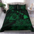 Hawaiian Map Sea Turtle Is Swimming Toward Polynesian Bedding Set Green - Polynesian Pride