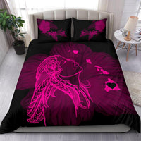 Hawaiian Map Heart Hula Girl Hibiscus Polynesian Bedding Set - Pink - Polynesian Pride