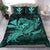 Hawaiian Map Hula Girl Hibiscus Kanaka Polynesian Bedding Set - Turquoise - Polynesian Pride