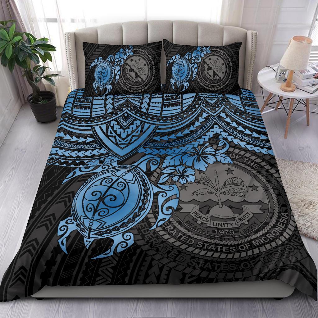 Federated States Of Micronesia Duvet Cover Set - Blue Turtle - Polynesian Pride