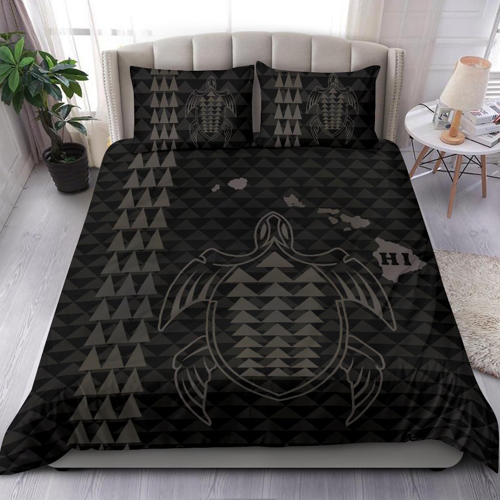 Hawaiian Map Kakau Turtle Polynesian Bedding Set - Gray - Polynesian Pride