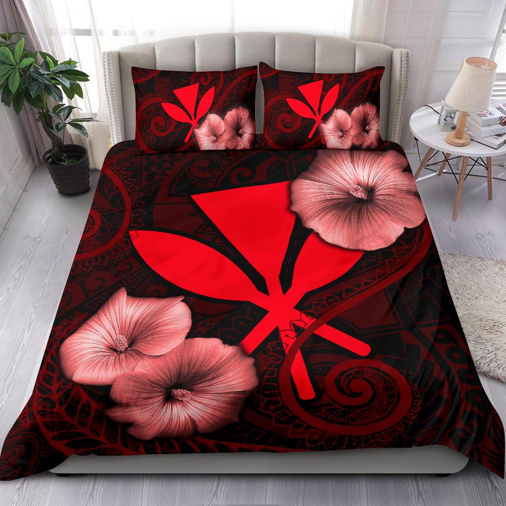 Polynesian Hawaii Duvet Cover Set - Hibiscus Red - Polynesian Pride