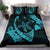 Hawaiian Map Hibiscus Turtle Fish Hook Polynesian Bedding Set Blue - Polynesian Pride